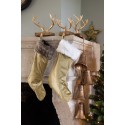Clayre & Eef Hook Christmas Stocking 17 cm Gold colored Aluminium Antler