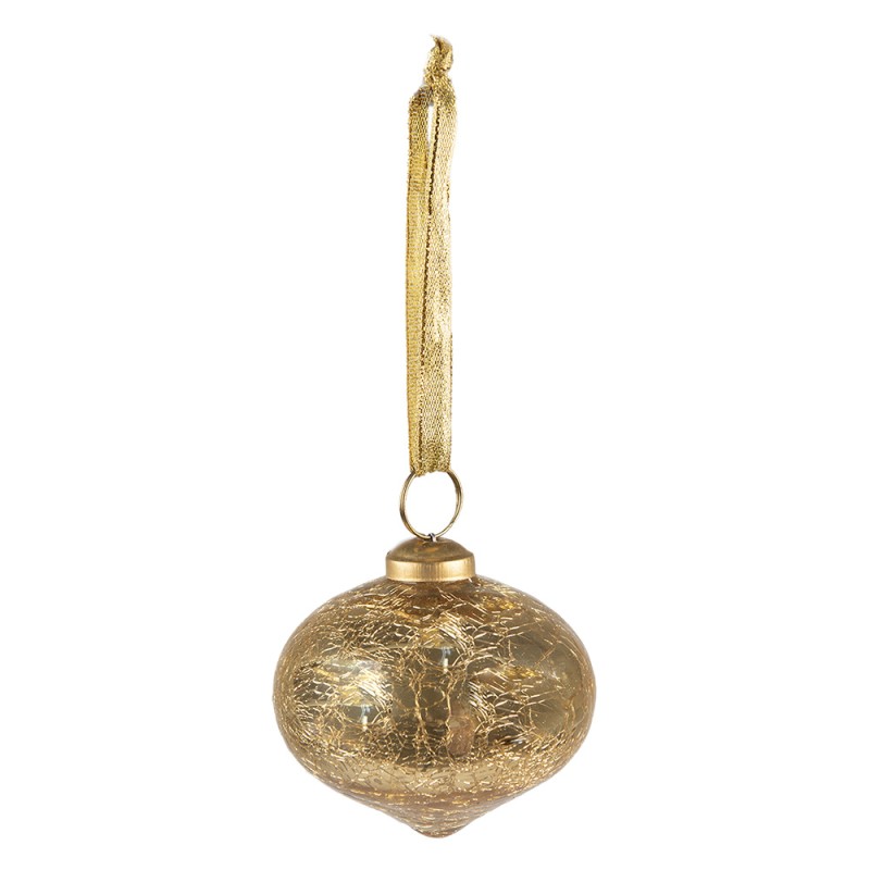 Clayre & Eef Christmas Bauble Ø 7 cm Gold colored Glass