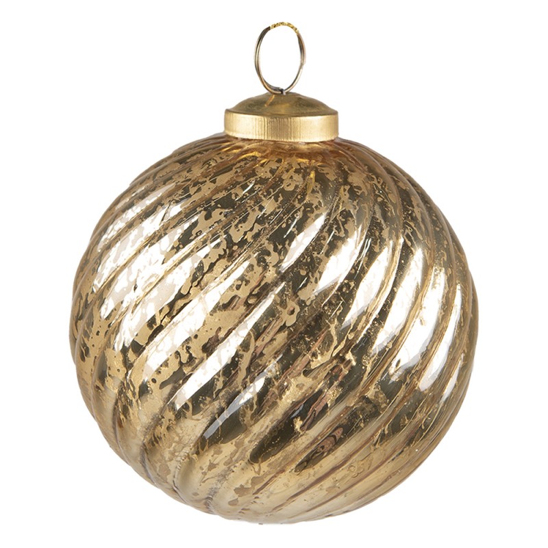 Clayre & Eef Christmas Bauble Ø 9 cm Gold colored Glass