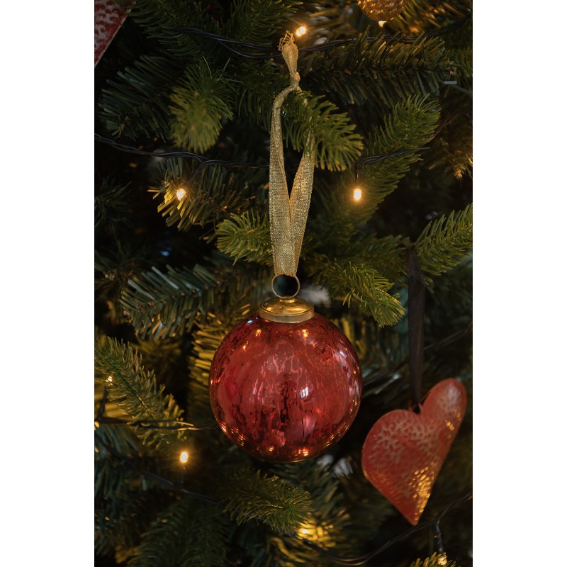 Clayre & Eef Christmas Bauble Ø 7 cm Red Glass