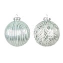 Clayre & Eef Christmas Bauble Set of 2 Ø 8 cm  Green Glass