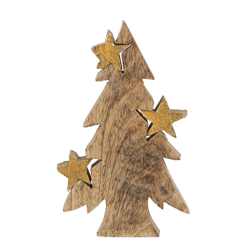 Clayre & Eef Figurine Christmas Tree 10x3x16 cm Brown Wood
