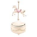 Clayre & Eef Music box Horse 22 cm White Pink Polyresin