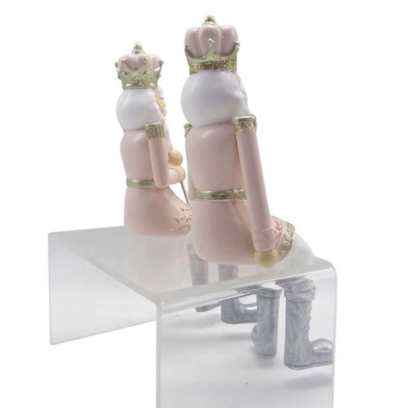 Clayre & Eef Figurine Nutcracker 6x6x12/21 cm Pink White Polyresin