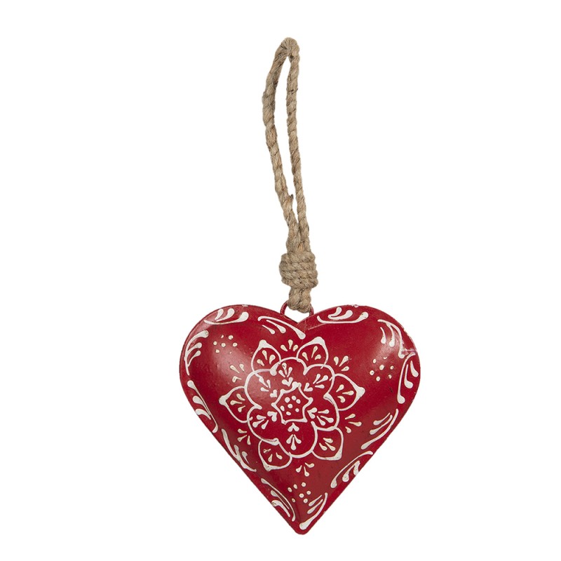 Clayre & Eef Ciondolo 10x2x10 cm Rosso Metallo A forma di cuore