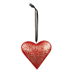Clayre & Eef Décoration pendentif 10x10 cm Rouge Fer En forme de coeur