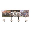 Clayre & Eef Wandkapstok  40x5x17 cm Zwart Rood Ijzer Motor Route 66