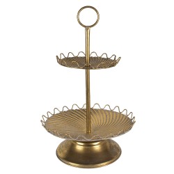 Clayre & Eef Porta pasticceria a 2 piani 66 cm Color oro Ferro