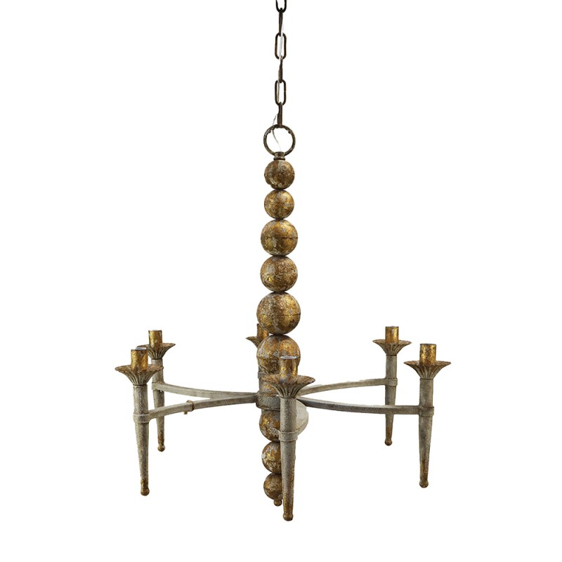 Clayre & Eef Pendant Lamp 69x61x79 cm Beige Gold colored Iron Wood