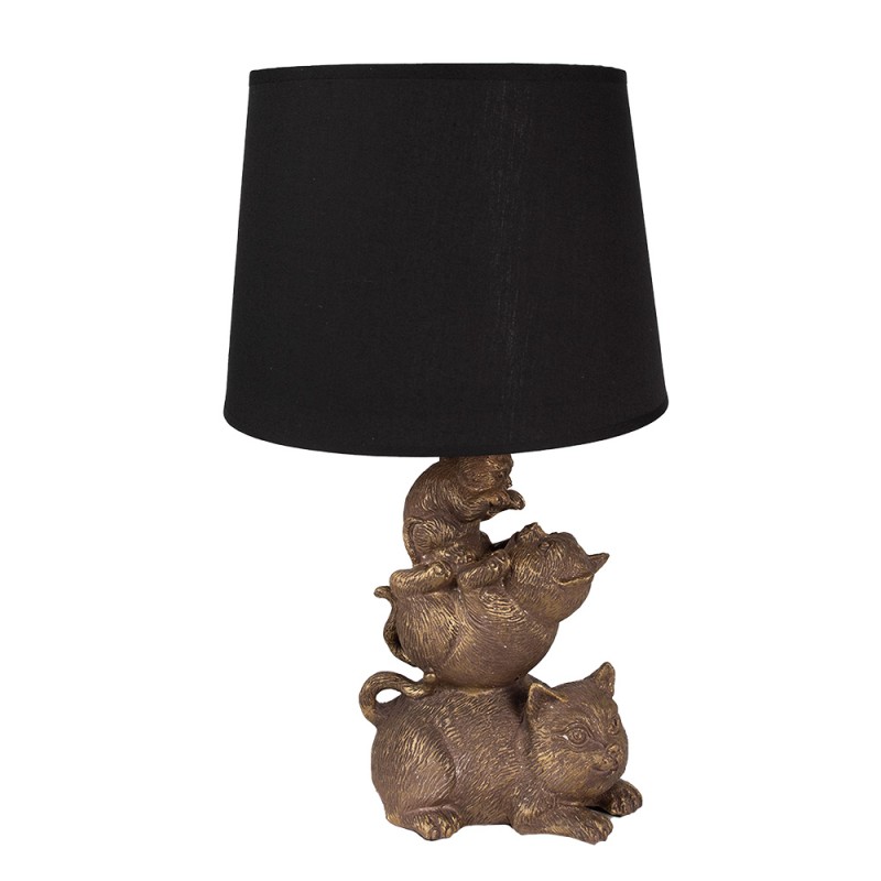 Clayre & Eef Lampe de table Chats Ø 25x43 cm Couleur or Noir Plastique