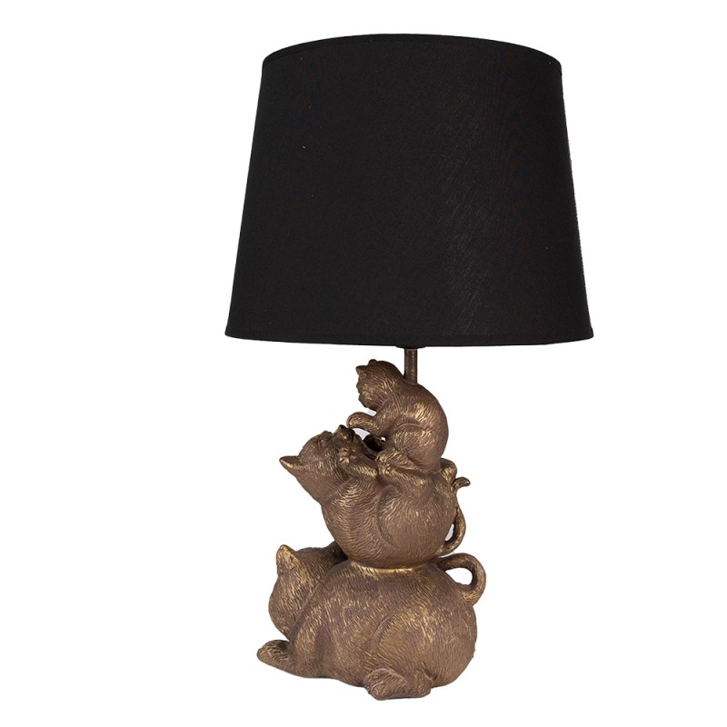 Clayre & Eef Table Lamp Cats Ø 25x43 cm Gold colored Black Plastic