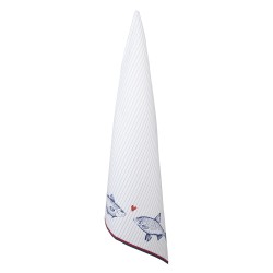 Clayre & Eef Asciugamani da cucina 50x70 cm Bianco Blu Cotone Pesci