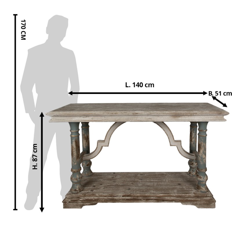 Clayre & Eef Table d'appoint 140x51x87 cm Marron Beige Bois