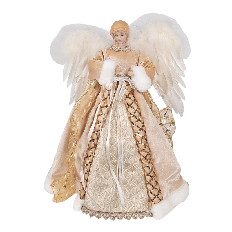 Clayre & Eef Christmas Decoration Figurine Angel 41 cm Gold colored Textile on Plastic