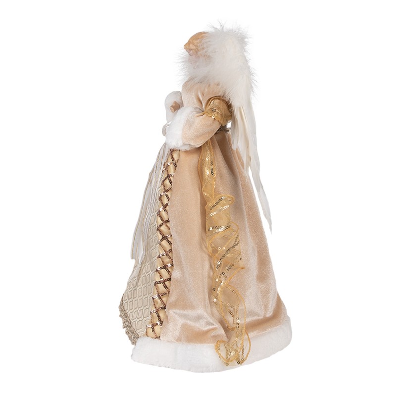 Clayre & Eef Weihnachtsdekorationsfigur Engel 41 cm Goldfarbig Textil auf Kunststoff