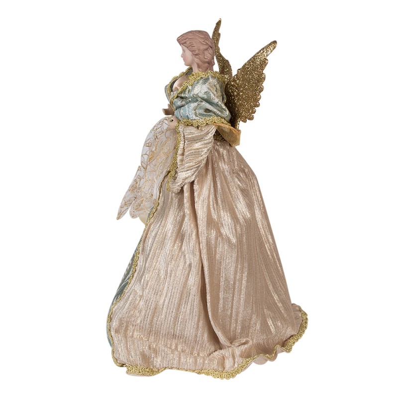 Clayre & Eef Statuetta decorativa di Natale Angelo 43 cm Color oro Tessuto su plastica