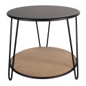 Clayre & Eef Side Table Ø 50x45 cm Black Iron Wood Round