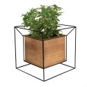 Clayre & Eef Plant Stand  26x26x26cm Black Iron Wood Square