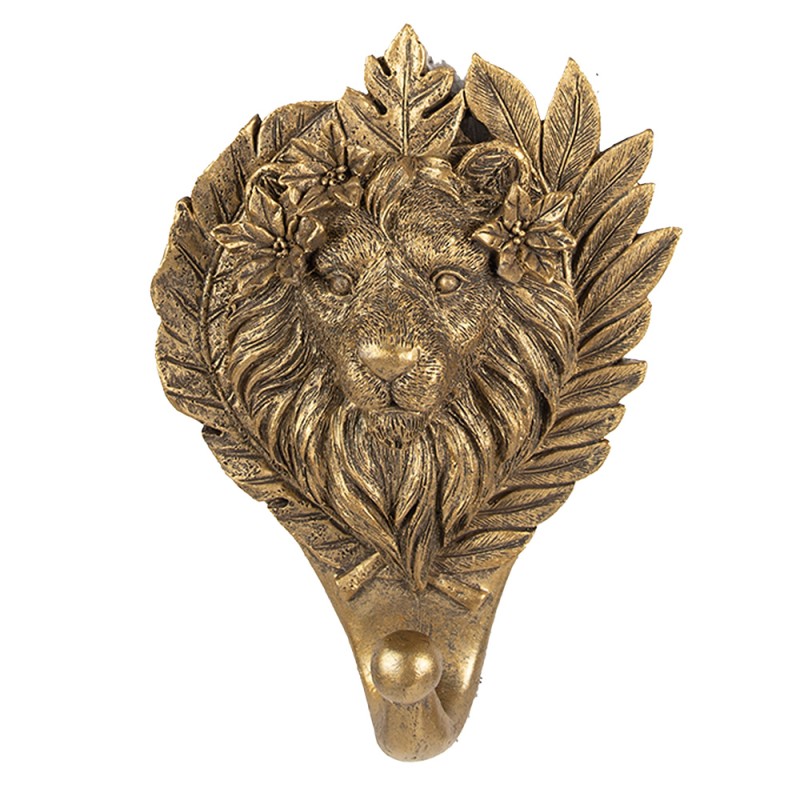 Clayre & Eef Wall Hook 13x5x18 cm Gold colored Plastic Lion