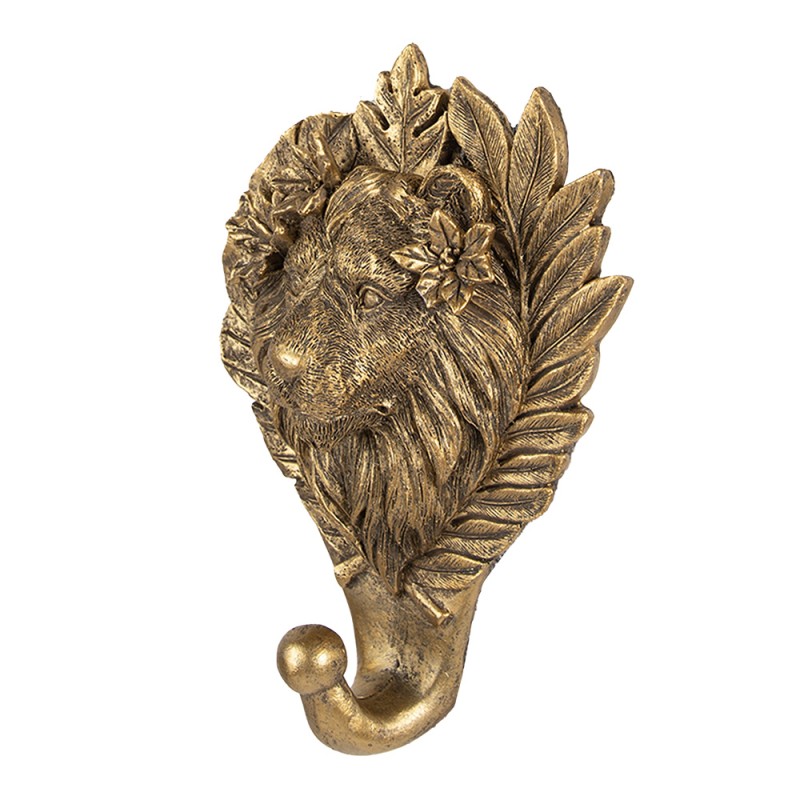 Clayre & Eef Wall Hook 13x5x18 cm Gold colored Plastic Lion