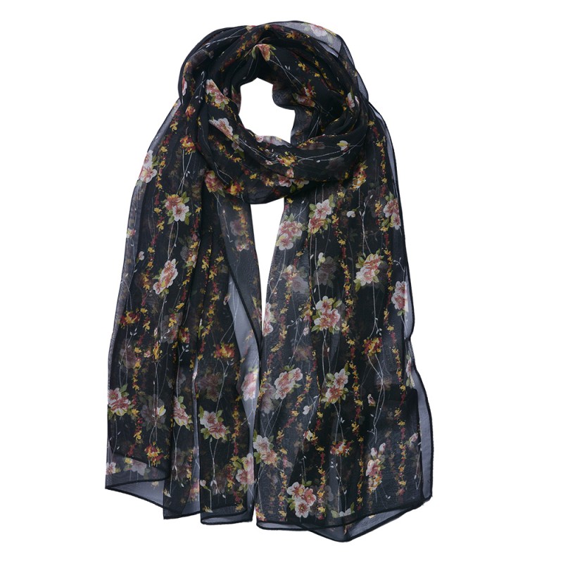 Juleeze Printed Scarf 50x160 cm Black Flowers