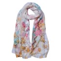 Juleeze Printed Scarf 50x160 cm White Pink Flowers