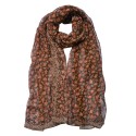 Juleeze Printed Scarf 50x160 cm Brown Red Flowers