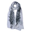 Juleeze Printed Scarf 50x160 cm White Grey Flowers