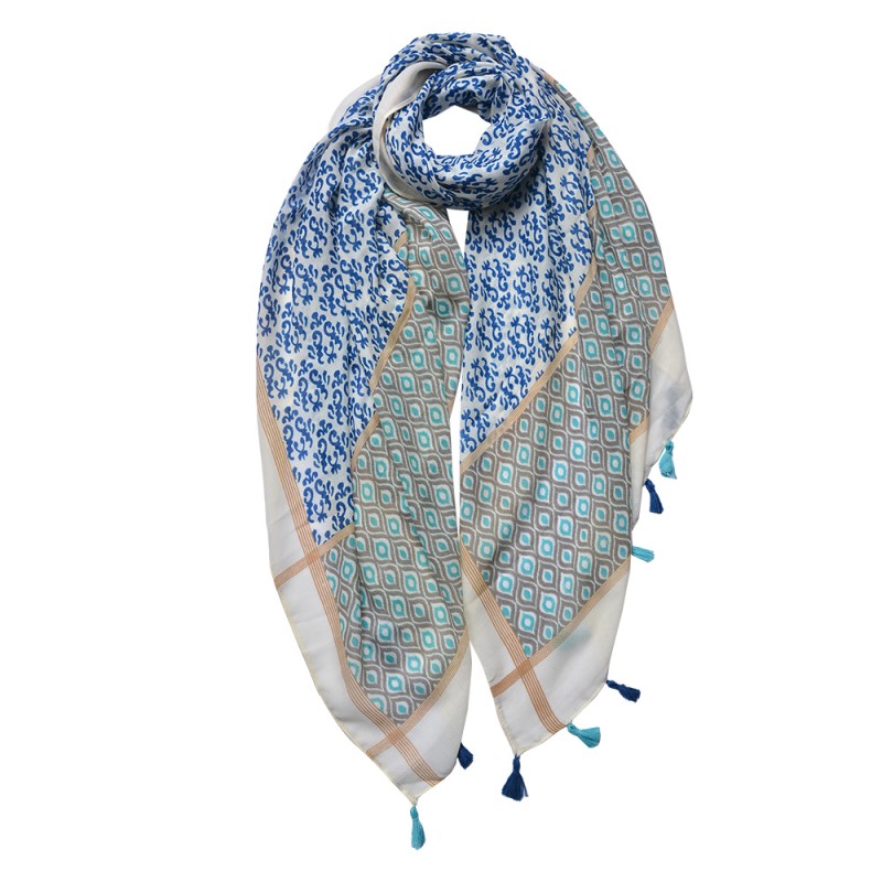 Juleeze Printed Scarf 90x180 cm Blue White