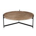 Clayre & Eef Coffee Table Ø 100x40 cm Brown Black Wood Iron Round
