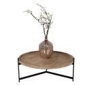Clayre & Eef Coffee Table Ø 100x40 cm Brown Black Wood Iron Round