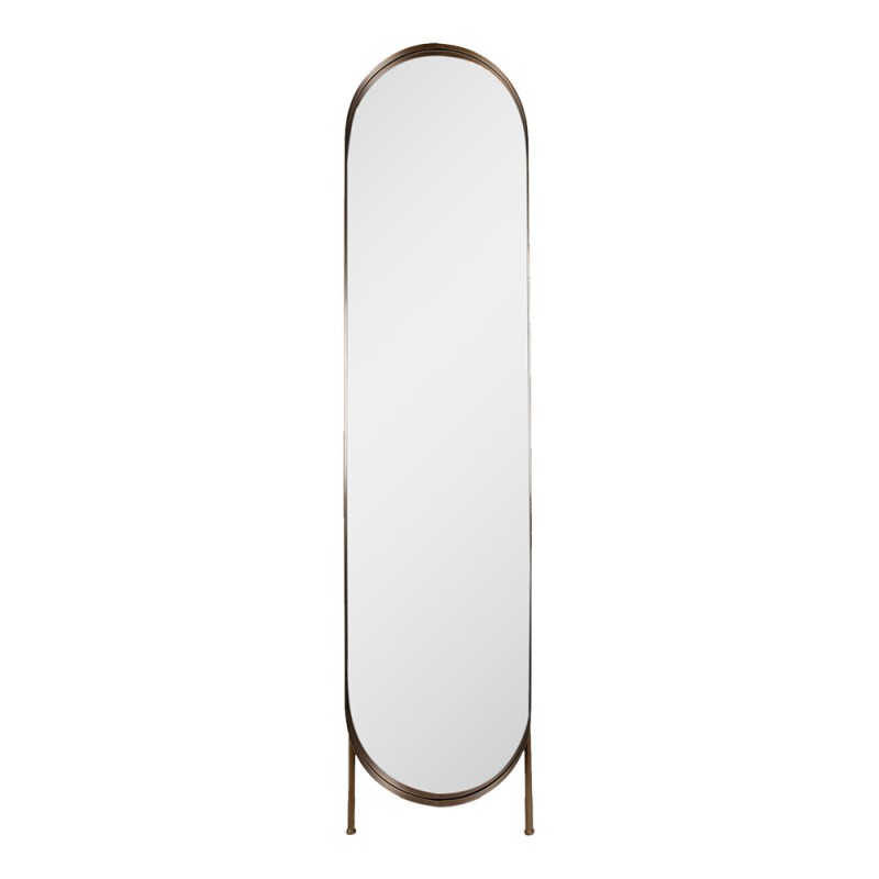 Clayre & Eef Mirror 41x179 cm Gold colored Brown Iron Wood Oval