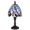 LumiLamp Lampe de table Tiffany Ø 15x32 cm  Bleu Verre Plumes de paon