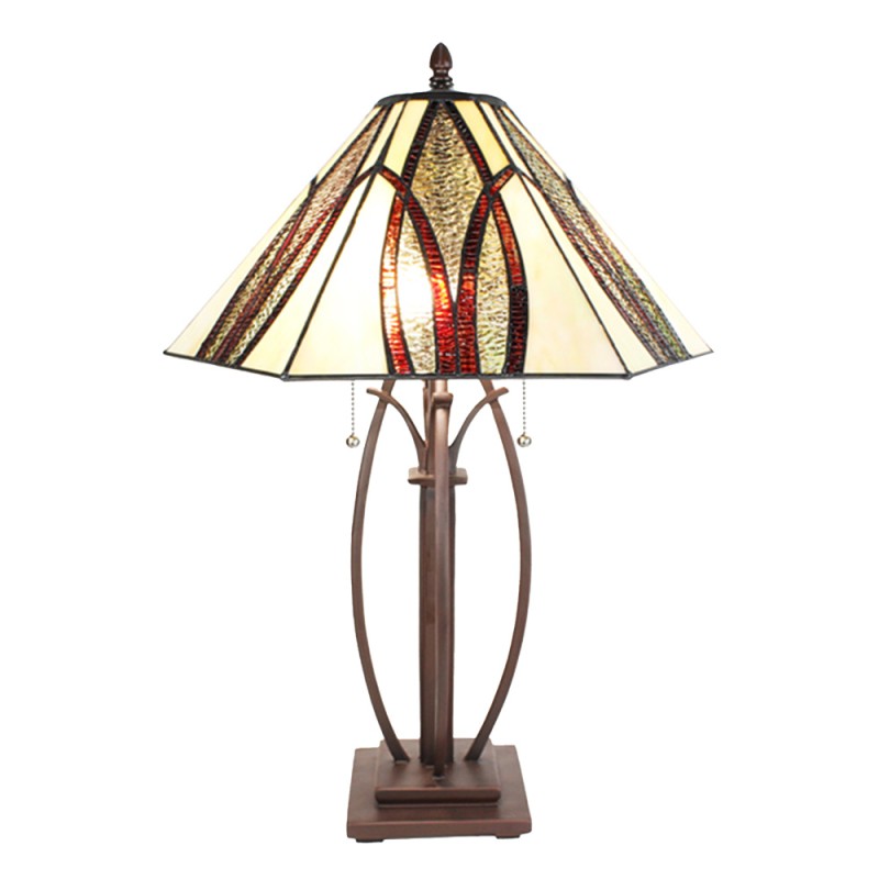 LumiLamp Lampada da tavolo Tiffany Ø 45x61 cm  Beige Vetro
