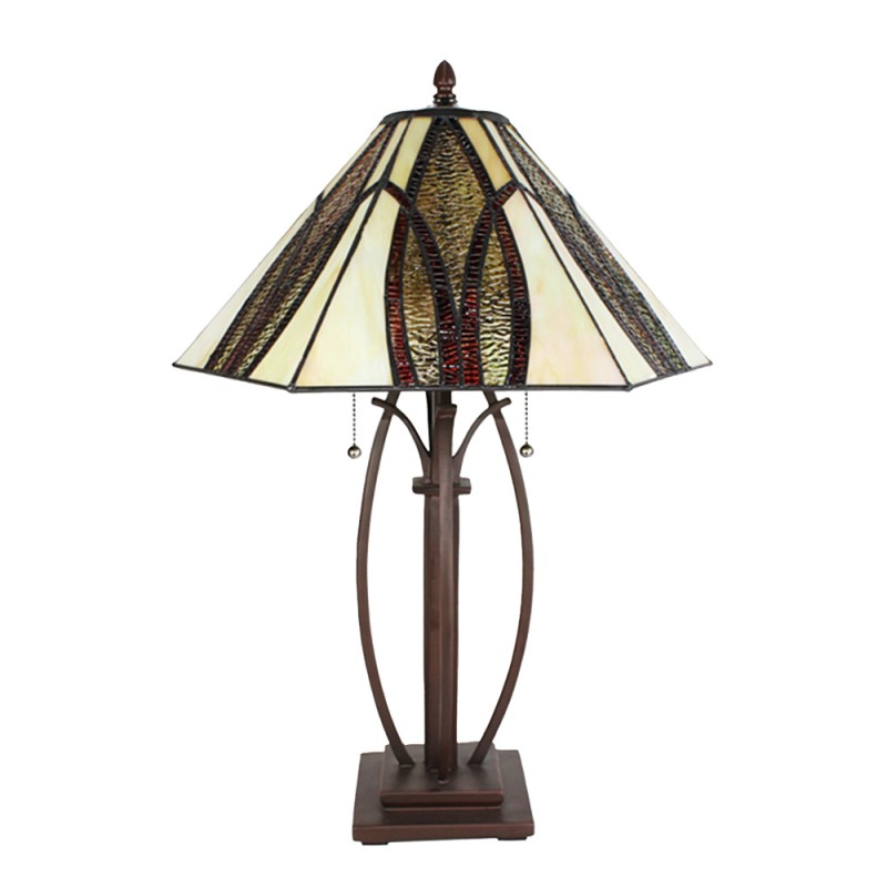 LumiLamp Lampe de table Tiffany Ø 45x61 cm  Beige Verre