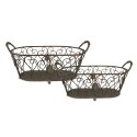 Clayre & Eef Storage Basket Set of 2 60x30x26 / 49x23x22 cm Green Brown Iron