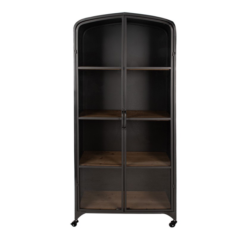 Clayre & Eef Bookcase 70x38x158 cm Black Iron Glass
