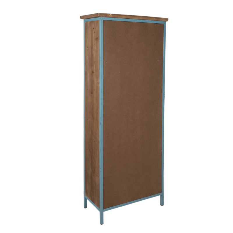 Clayre & Eef Locker Cabinet 60x33x160 cm Blue Brown Iron Glass