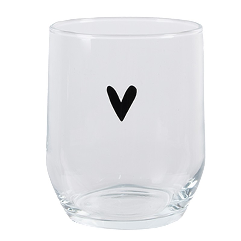 Clayre & Eef Waterglas Hart 300 ml Transparant Glas