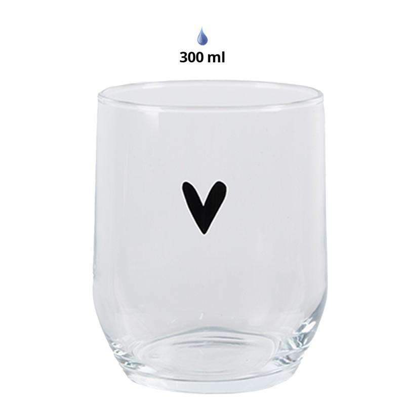 Clayre & Eef Water Glass Heart 300 ml Transparent Glass