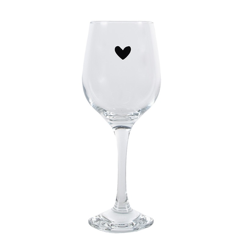 Clayre & Eef Wine Glass Heart 300 ml Transparent Glass