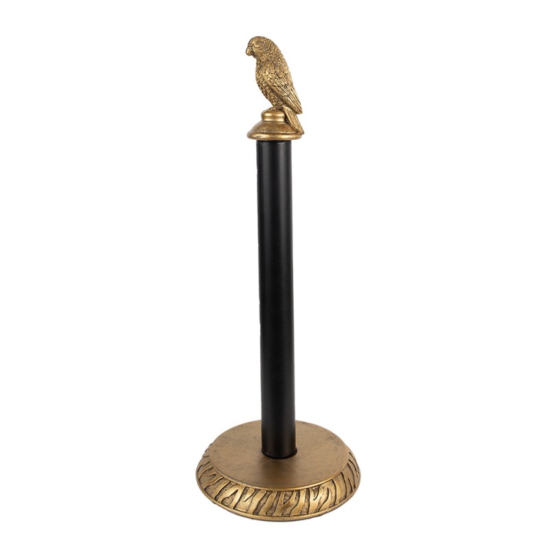 Clayre & Eef Kitchen Roll Holder Ø 16x41 cm Gold colored Black Plastic Parrot