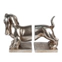 Clayre & Eef Bookends Set of 2 Dog Dachshund 36x12x19 cm Silver colored Plastic