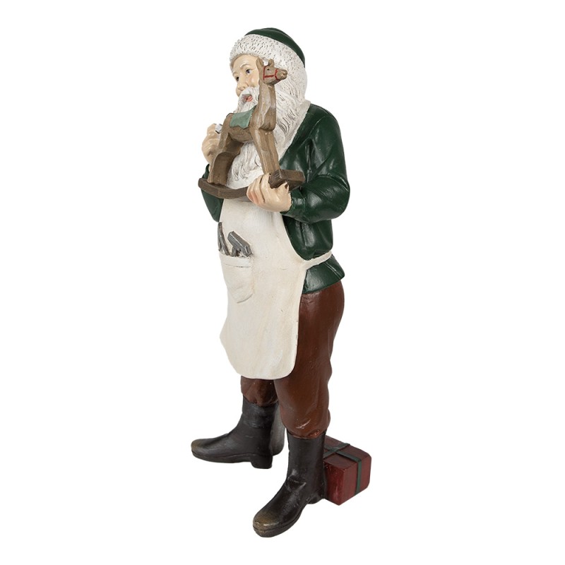 Clayre & Eef Figur Weihnachtsmann 13x10x31 cm Grün Polyresin