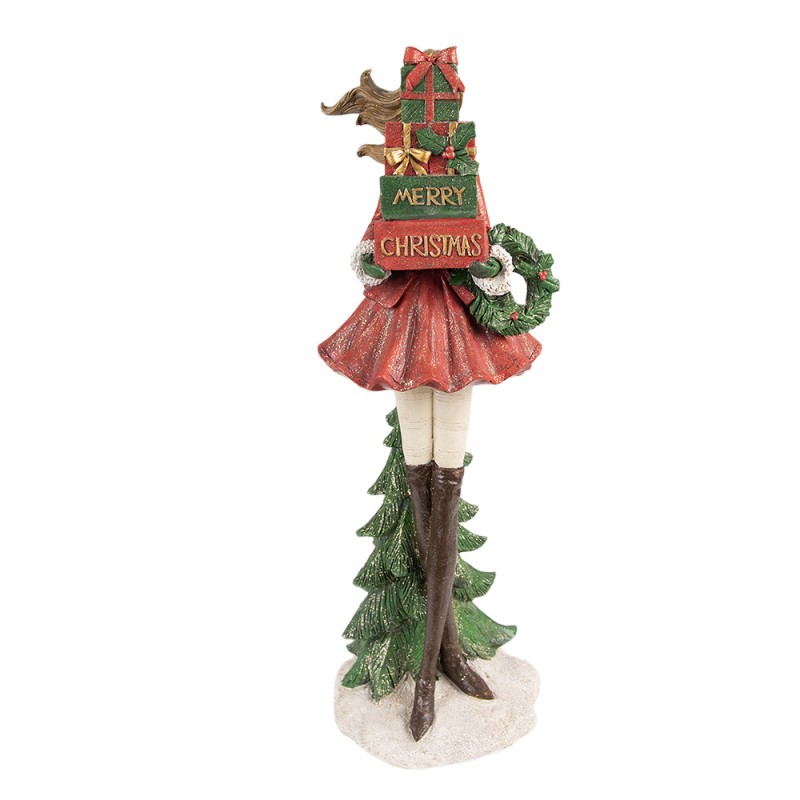 Clayre & Eef Figurine Girl 15x14x43 cm Red Polyresin