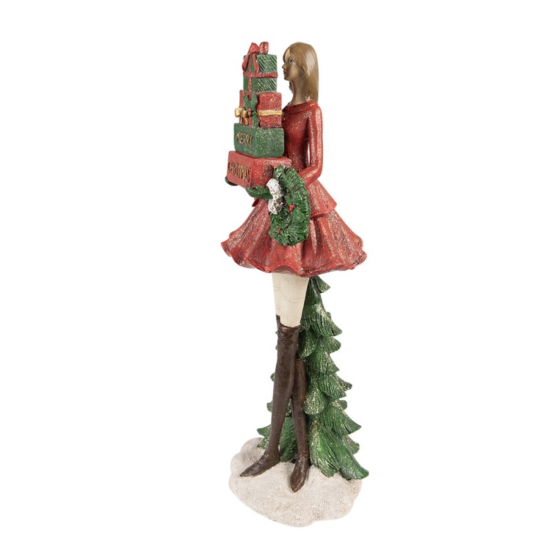 Clayre & Eef Figur Mädchen 15x14x43 cm Rot Polyresin