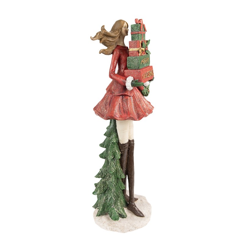 Clayre & Eef Figurine Girl 15x14x43 cm Red Polyresin