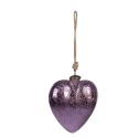 Clayre & Eef Weihnachtskugel Herz 9 cm Violett Glas Herzförmig