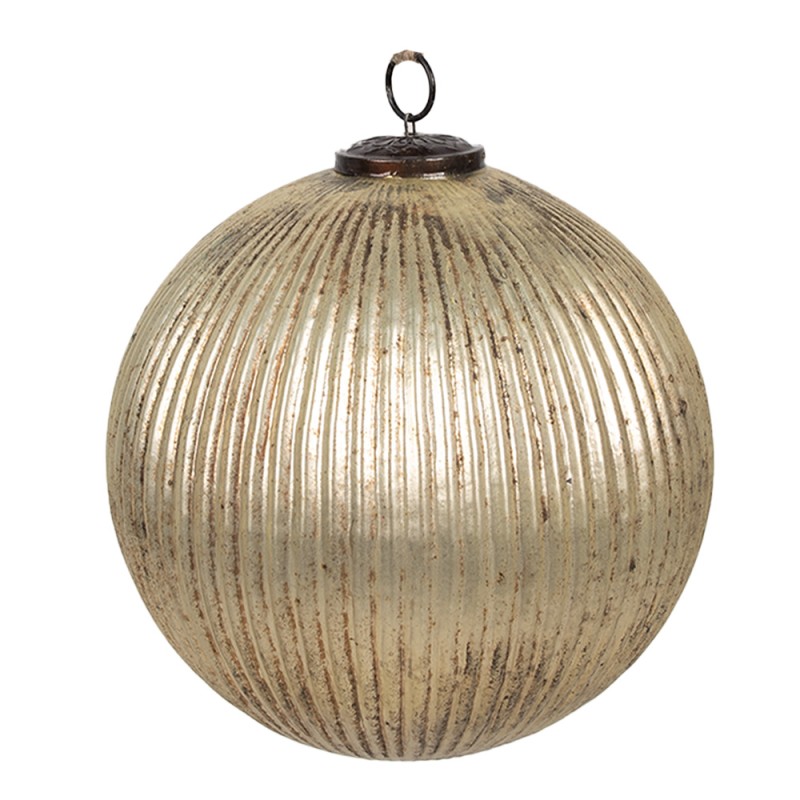 Clayre & Eef Christmas Bauble Ø 20x20 cm Gold colored Glass Round