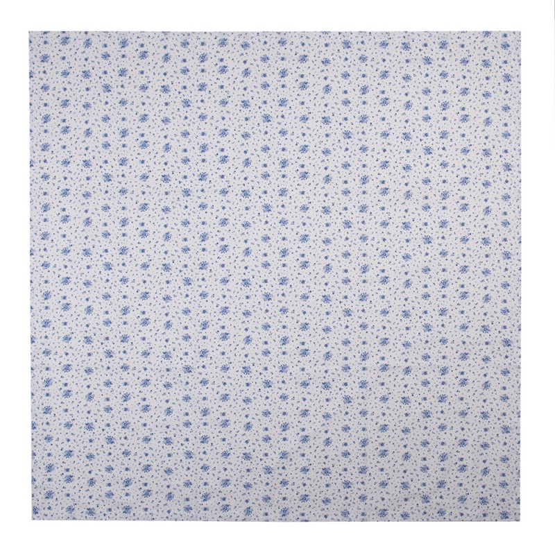 Clayre & Eef Tischdecke 100x100 cm Weiß Blau Baumwolle Quadrat Rosen
